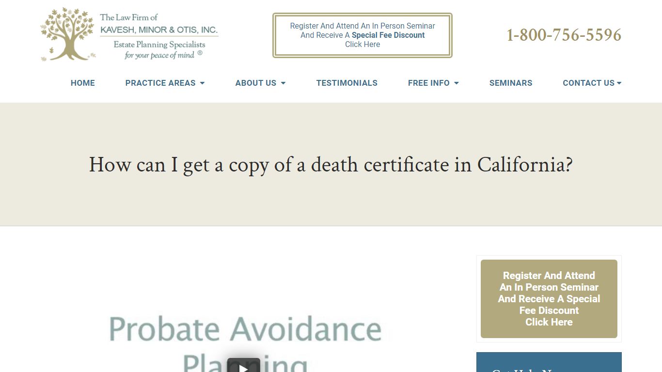 How can I get a copy of a death certificate in California?